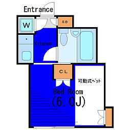 ベルアベニュー高輪台 1Kの間取図画像