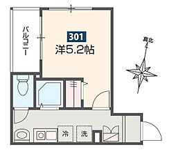 MELDIA矢部 3階1Kの間取り