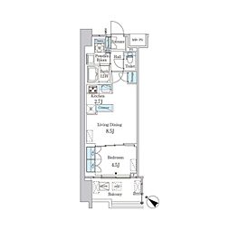 レガシス中目黒 2階1LDKの間取り
