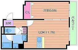リオ城北 7階1LDKの間取り