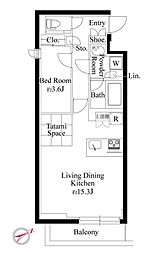 ラヴィエール千駄ヶ谷プレミアムレジデンス 3階1LDKの間取り