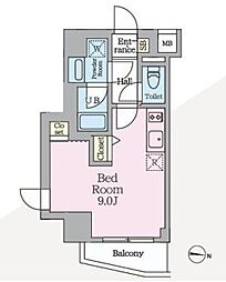 HYs MINOWA II 4階ワンルームの間取り