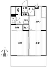 ハイツ武蔵野 2階2DKの間取り