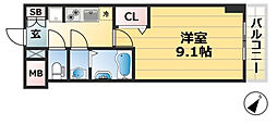 プレサンス神戸セレスティア 8階1Kの間取り