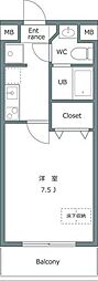 S-FORT戸田公園 1Kの間取図画像