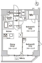 カーサスプレンディッド虎ノ門新橋 14階2DKの間取り
