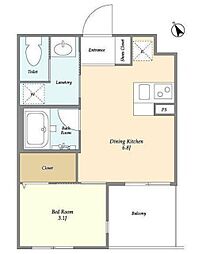 Pair FLAT 3階1DKの間取り