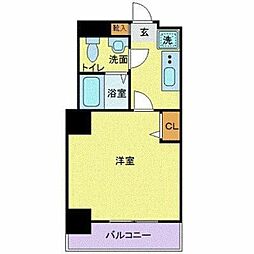 都営大江戸線 勝どき駅 徒歩3分の賃貸マンション 14階1Kの間取り