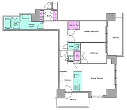 レジディアタワー目黒不動前 11階2LDKの間取り