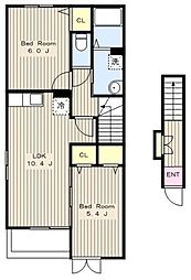グラン・テールIV 2階2LDKの間取り