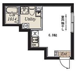 プラチナフォルム荏原中延 3階ワンルームの間取り