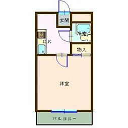 ドエルフローラII 2階ワンルームの間取り