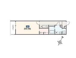 MELDIA福生III 2階1Kの間取り