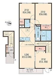 綾瀬市大上4丁目アパート 3LDKの間取図画像