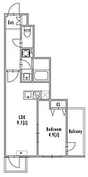 GRAN PASEO中目黒III 1LDKの間取図画像