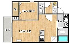 ジーメゾン伊勢原カエルム 1LDKの間取図画像
