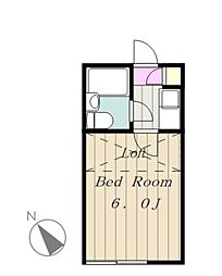 グリーンパレス城址 2階1Kの間取り