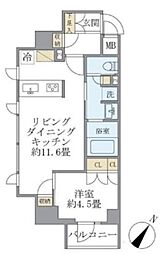 ジオエント駒込 2階1LDKの間取り