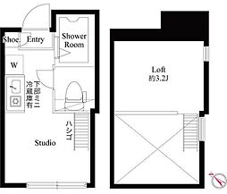 ハーモニーテラス上池袋 2階ワンルームの間取り