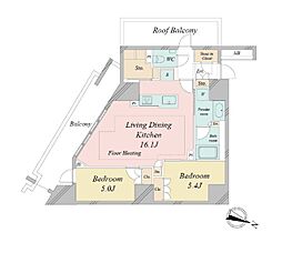 ドゥーエ早稲田 10階2LDKの間取り