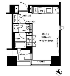 パークアクシス溜池山王 6階ワンルームの間取り