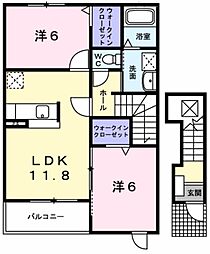 プライムA棟 2LDKの間取図画像
