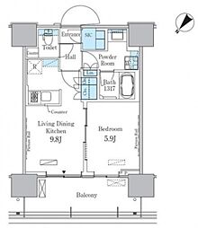 HARUMIFLAGPORTVILLAGEC棟 1LDKの間取図画像