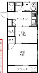 ハイツマツモト 2階2Kの間取り