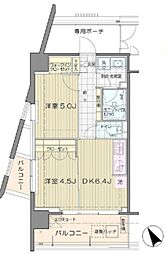 アンビエンテ芝浦 2DKの間取図画像