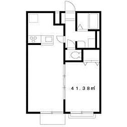 コーラルステージ等々力 2階1LDKの間取り
