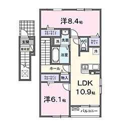 ステーション大美野 2階2LDKの間取り