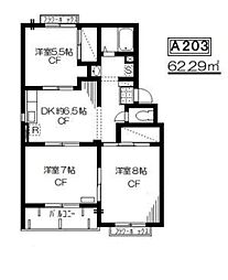 JR青梅線 小作駅 バス8分 中原北下車 徒歩1分の賃貸マンション 2階3DKの間取り