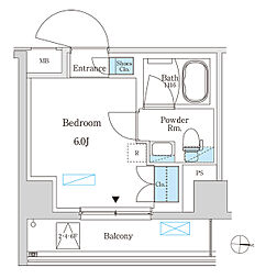 パークアクシス錦糸町スタイルズ ワンルームの間取図画像