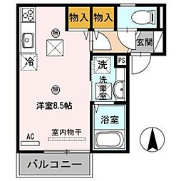 JR紀勢本線 宮前駅 徒歩25分の賃貸アパート 1階ワンルームの間取り