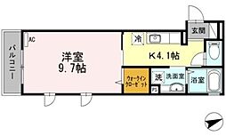 D-room HIROO 2階1Kの間取り