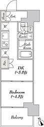 ウエリスアーバン水天宮前 1DKの間取図画像