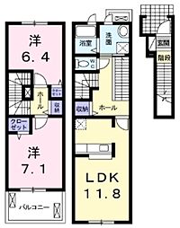 エピナールI 2階2LDKの間取り