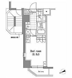 パークハビオ新橋 ワンルームの間取図画像