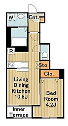 プルミエールみずき 1階1LDKの間取り