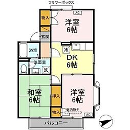 ローズハイム Ｂ 2階3DKの間取り