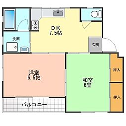 パークハイツ柏 2DKの間取図画像