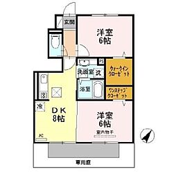 南海加太線 東松江駅 徒歩16分の賃貸アパート 1階2DKの間取り