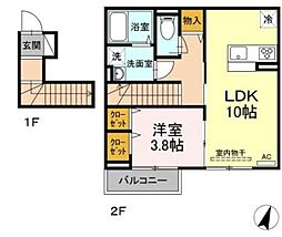 アンジュール高松A 1LDKの間取図画像