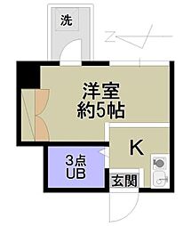 浅野ビル ワンルームの間取図画像