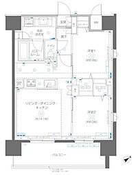 アルファレジデンシア南千住 8階2LDKの間取り