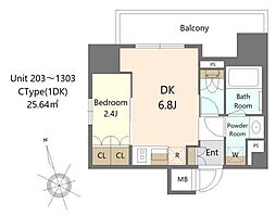 Alivis十条 10階1DKの間取り