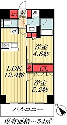 JR総武線 市川駅 徒歩6分の賃貸マンション 4階2LDKの間取り