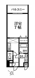 プレミアヒルズ 1Kの間取図画像