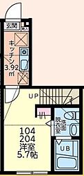 ユニクス二俣川 1Kの間取図画像