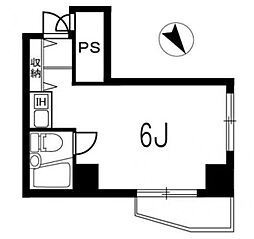 スカイコート後楽園No.2 ワンルームの間取図画像